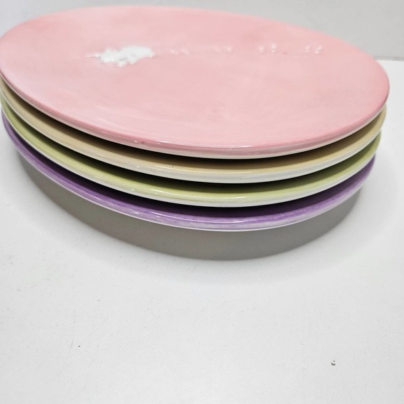 Williams-Sonoma 4pc Egg Plate‎ Platter Pastel Glaze 9" Easter Bunny Set #1 - Picture 7 of 9